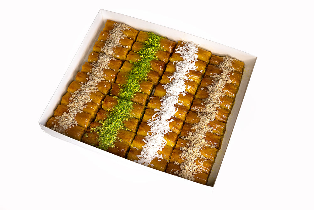 Premium Mediterranean Hand Made Mix Pistachio Coconuts, and Walnut Roll Baklava